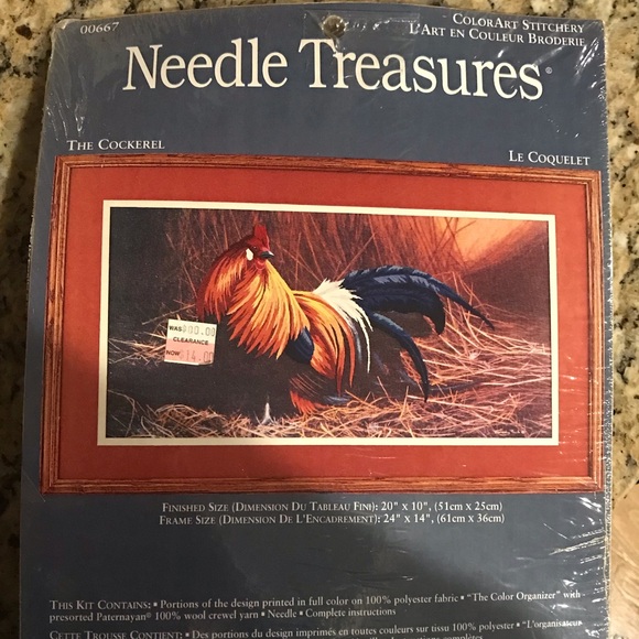 Needle Treasures Rooster Wool Crewel Kit New Old Stock Sealed Vintage